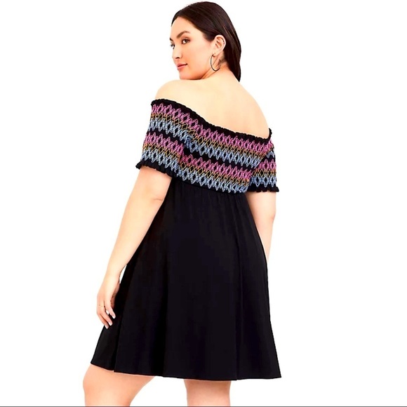 Torrid Embroidered Off Shoulder Skater Dress - Picture 3 of 9